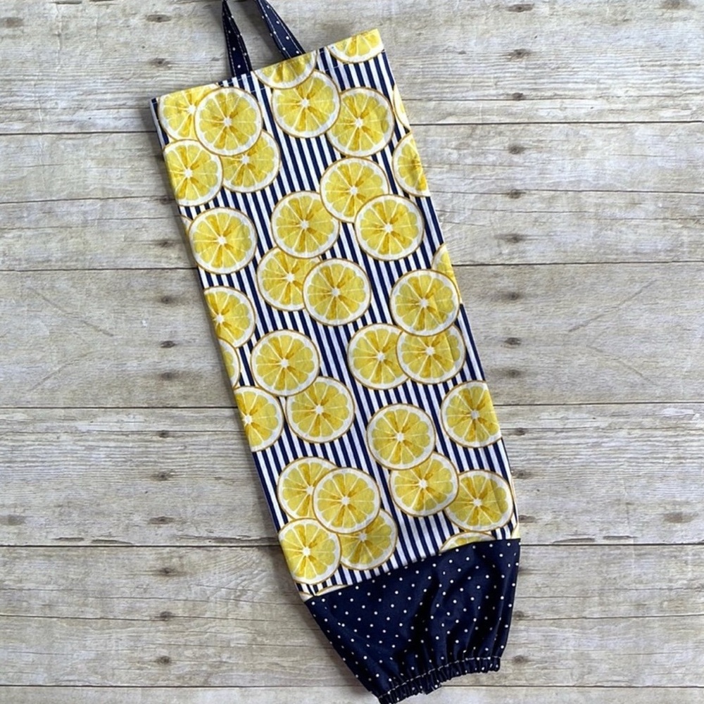 Grocery Bag Holder for Recycling Plastic Bags Lemon Print Hanging Bag